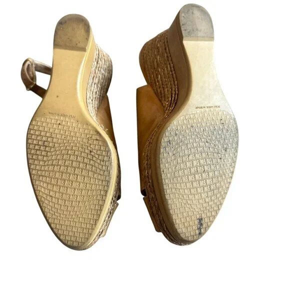 Stuart Weitzman Patent Leather Espadrille Wedge Sandals Heels Size 7 Women's - Picture 12 of 14
